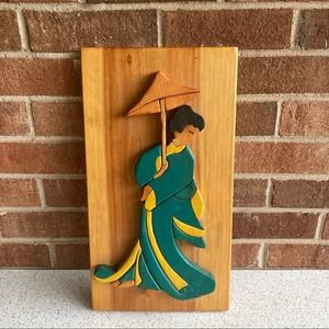 Handmade Geisha On Wood